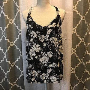 black with white flowers top/tank
